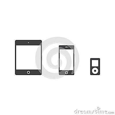 IPad, iPod and iPhone icon vector illustration. Cartoon Illustration