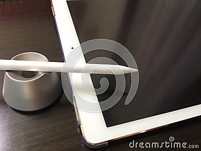 IPad Pro Tablet and Apple Pencil Editorial Stock Photo