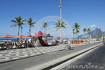 Ipanema Beach Rio de Janeiro Boardwalk Bike Path Editorial Stock Photo