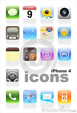 IPhone 4 icons Editorial Stock Photo