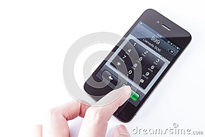 IPHONE 4S Emergency call sos Editorial Stock Photo