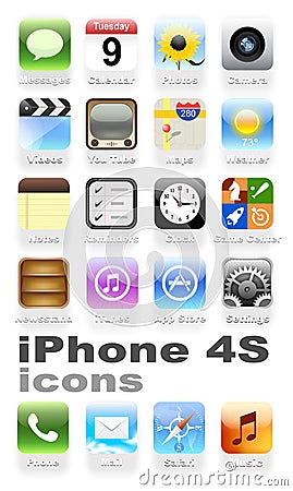 IPhone 4S icons Editorial Stock Photo