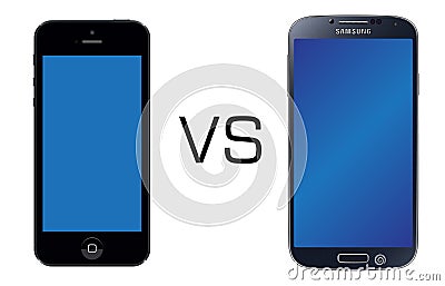Iphone 5 black vs Samsung Galaxy S4 black Vector Illustration