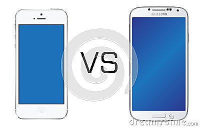 Iphone 5 white vs Samsung Galaxy S4 white Editorial Stock Photo