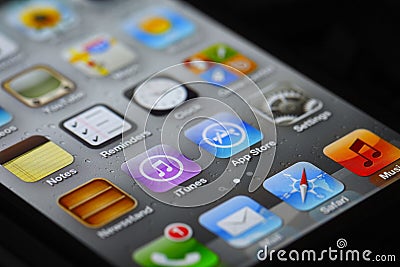 IPhone apps and app store Editorial Stock Photo