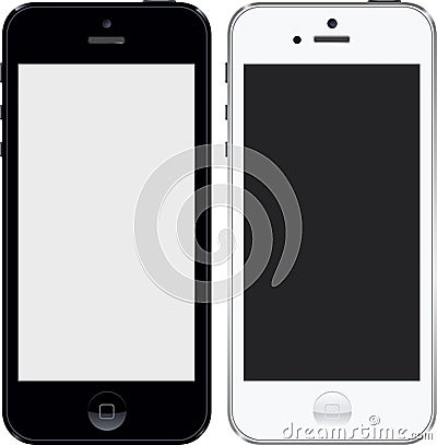 Iphone 5 black and white high res Vector Illustration