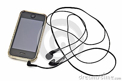 Iphone and earphone Editorial Stock Photo