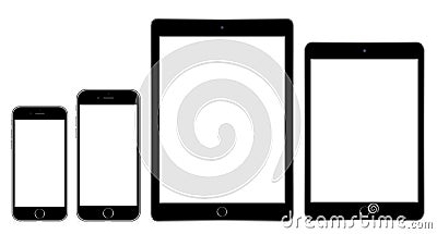 Iphone 6 plus IPad Air 2 and iPad mini 3 Vector Illustration