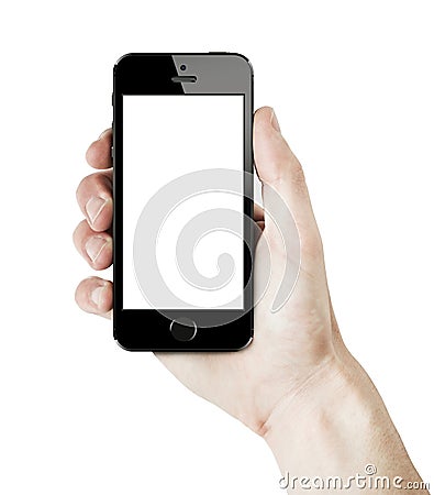 Iphone 5s in male hand. Editorial Stock Photo