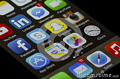 Iphone social network apps Editorial Stock Photo