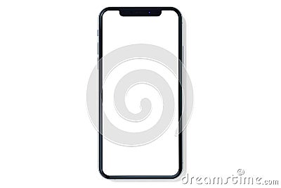 IPhone Xs Silver mock-up front view on white Stock Photo