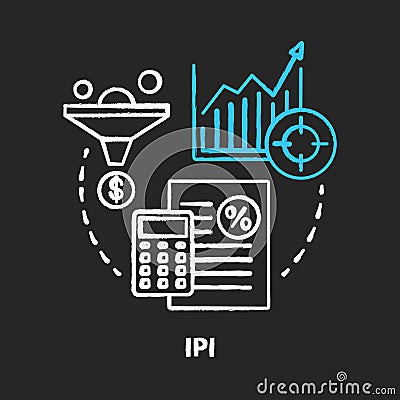 IPI chalk concept icon. Industrial production index idea. Economic manufacture indicator. Manufacturing output Vector Illustration