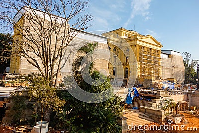 Ipiranga museum, the historical palace and monument in Sao Paulo city, under renovation Editorial Stock Photo