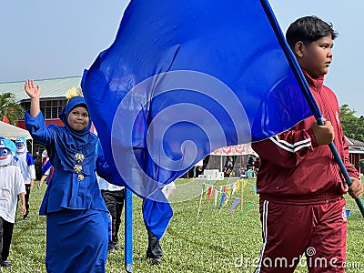 The parade, in sport day of primary student at school Editorial Stock Photo