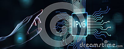 Ipv6 network protocol standard internet communication concept on virtual screen Stock Photo