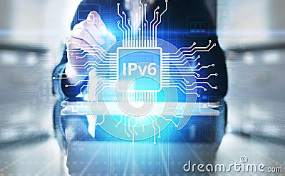 Ipv6 network protocol standard internet communication concept on virtual screen. Stock Photo