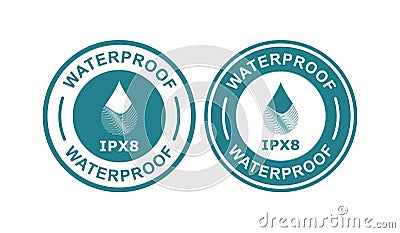 IPX8 waterproof vector logo badge icon Vector Illustration