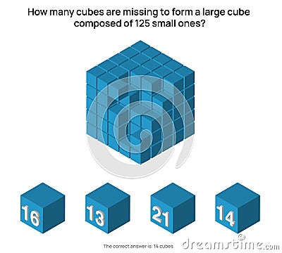 Vector 3d isometric graphic of cubes shapes a logical reasoning question Stock Photo