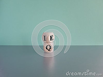 IQ or EQ symbol. Turned cube Stock Photo