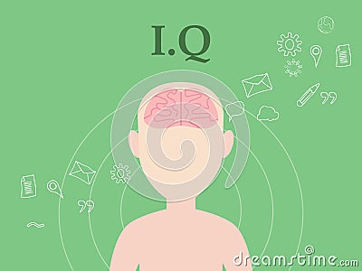 Iq intellectual question illustration concept with people with icon education and tools as background Vector Illustration