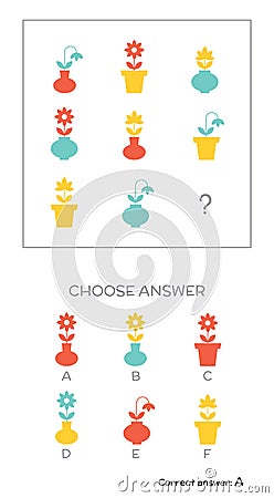 IQ test. Choose answer Vector Illustration