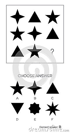 IQ test. Choose correct answer Vector Illustration