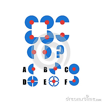IQ test. Choose correct answer. Logical task, educational game for kids. development of logic, iq. Task game what comes next, Vector Illustration