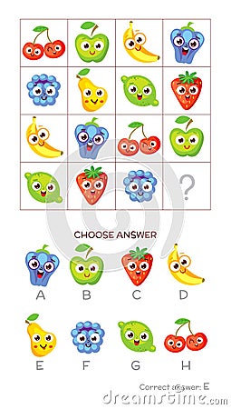 IQ test. Choose correct answer Vector Illustration