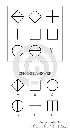 IQ test. Choose correct answer Vector Illustration