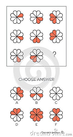 IQ test. Choose correct answer Vector Illustration