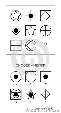 IQ test. Choose correct answer Vector Illustration