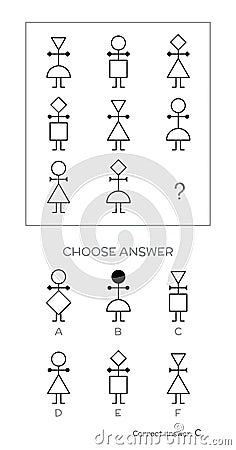 IQ test. Choose correct answer Vector Illustration