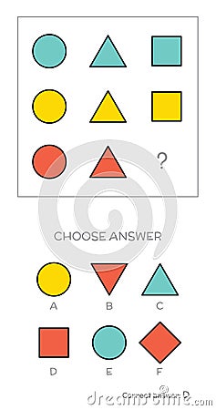 IQ test. Choose correct answer Vector Illustration