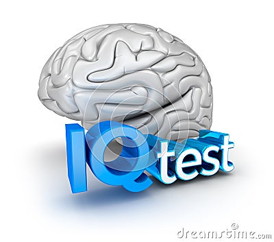 Iq test word and brain Stock Photo