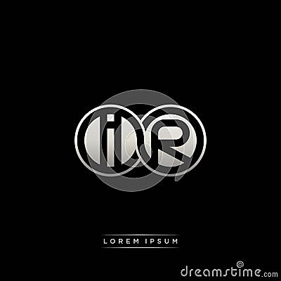 IR initial letter linked circle capital monogram logo modern template silver color version Vector Illustration