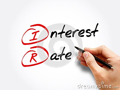 IR - Interest Rate acronym, business concept Stock Photo