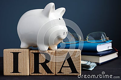 IRA individual retirement account written on cubes Stock Photo