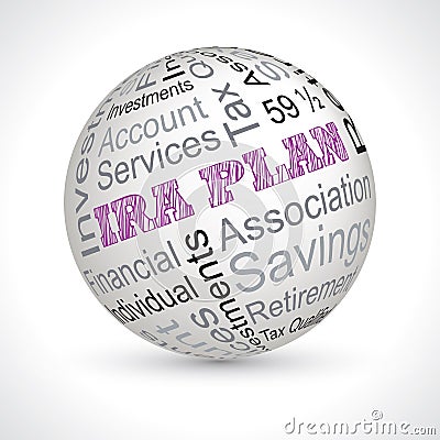 Ira plan theme sphere with keywords Vector Illustration