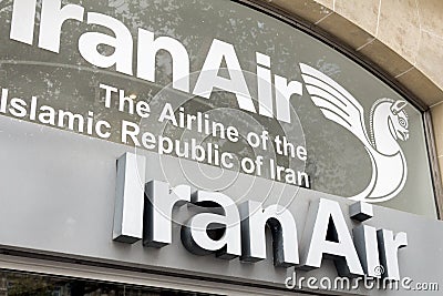 Iran Air logo on Iran Air store Editorial Stock Photo