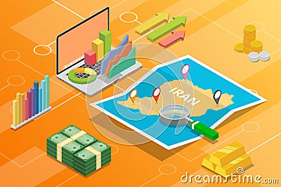 Iran business economy growth country with map and finance condition - vector illustration Stock Photo