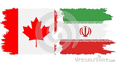 Iran and Canada grunge flags connection vector Vector Illustration
