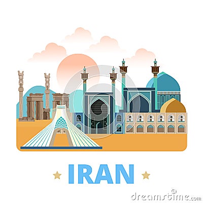 Iran country design template Flat cartoon style we Vector Illustration