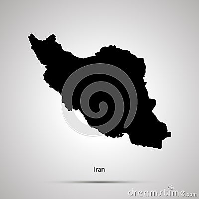 Iran country map, simple black silhouette on gray Vector Illustration