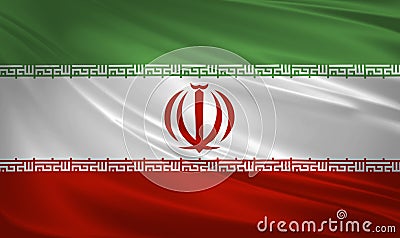 Iran flag blowing in the wind. Background texture. 3d rendering, waving flag. Stock Photo