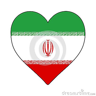 Iran Heart Shape Flag. Love Iran. Visit Iran. Middle East. Western Asia. Asia. Vector Illustration Graphic Vector Illustration