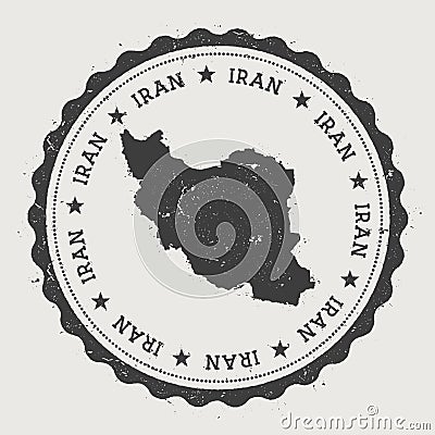 Iran, Islamic Republic Of hipster round rubber. Vector Illustration