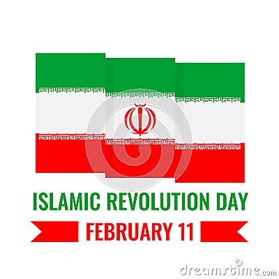 Iran Islamic Revolution Day typography poster with flag. Iranian National holiday on February 11. Vector template for Vector Illustration