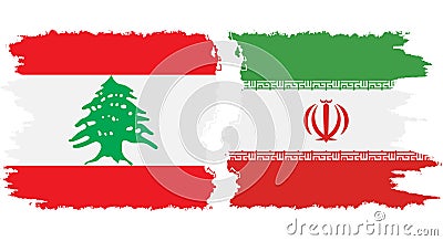 Iran and Lebanon grunge flags connection vector Vector Illustration