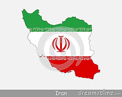 Iran Map Flag. Map of the Islamic Republic of Iran with the Iranian national flag isolated on white background. Vector Illustratio Vector Illustration