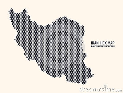 Iran Map Vector Hexagonal Half Tone Pattern Isolated On Light Background Vector Illustration